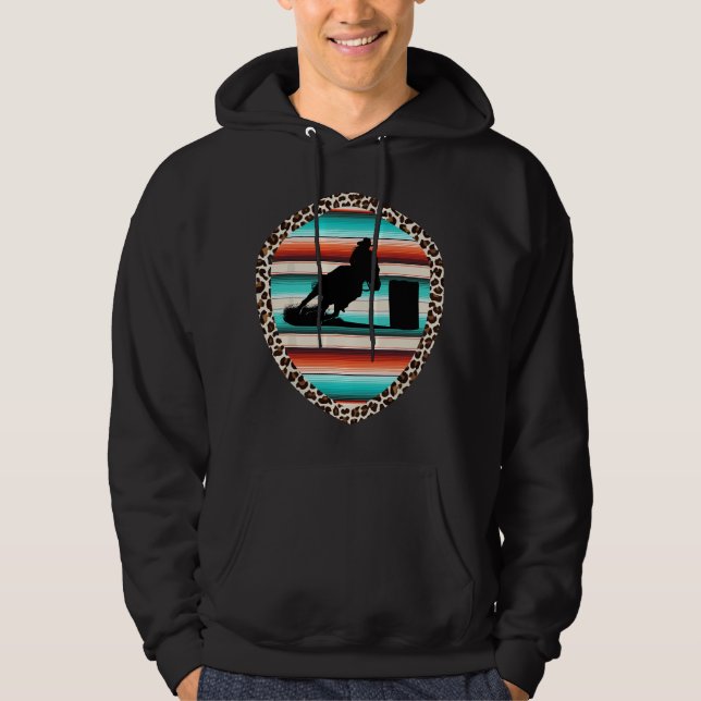 Horse Barrel Racing Serape Leopard pattern Rodeo C Hoodie (Front)