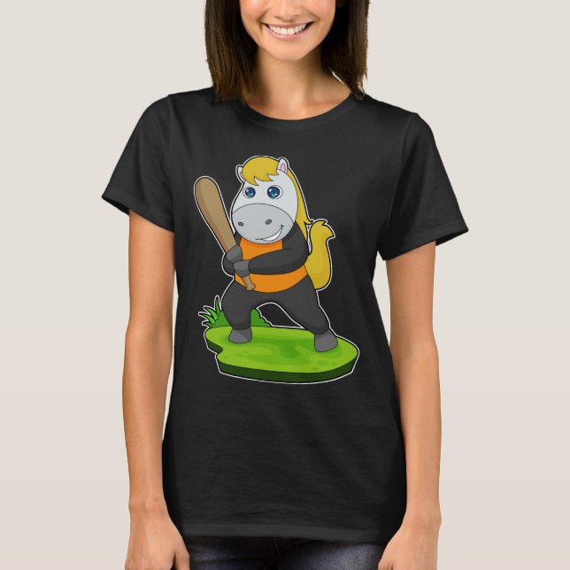 Horse Baseball Baseball bat T-Shirt (Front)
