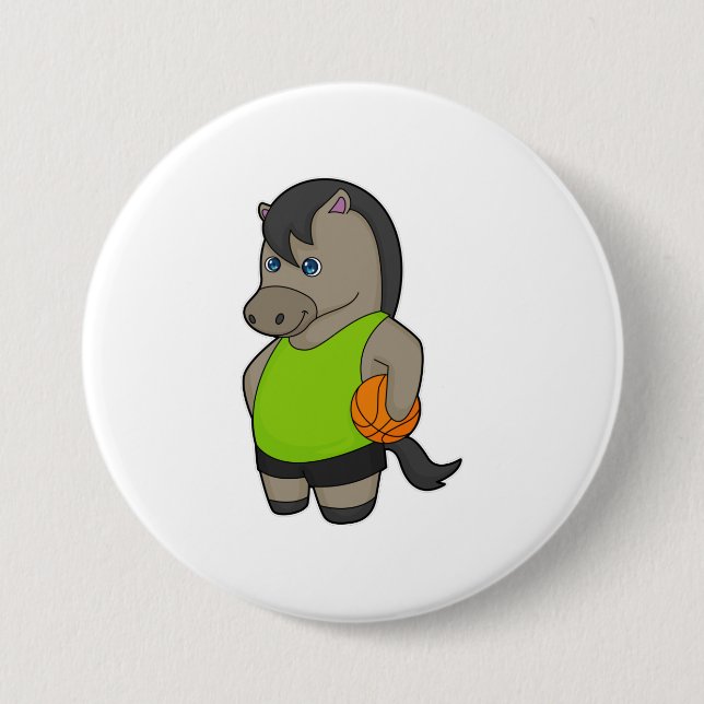 Horse Basketball player Basketball 3 Inch Round Button (Front)
