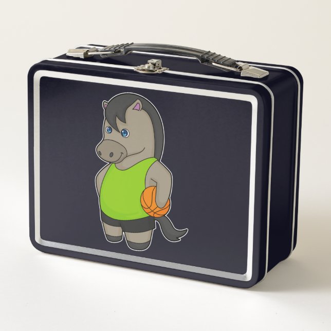 Horse Basketball player Basketball Metal Lunch Box (Front)