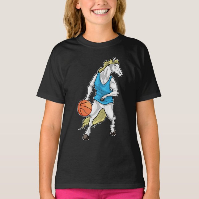 Horse Basketball player Basketball T-Shirt (Front)