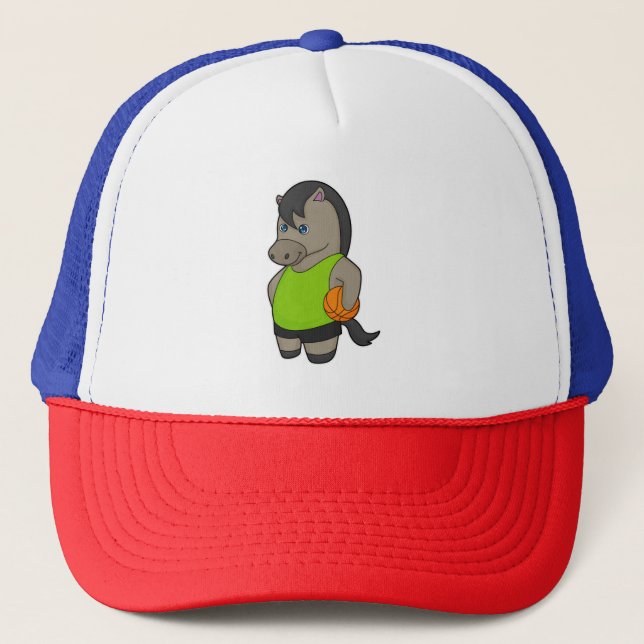 Horse Basketball player Basketball Trucker Hat (Front)