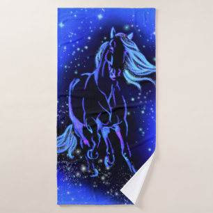 Horse Bath Towels Running In Blue Starry Night
