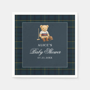 Horse Bear Navy Blue Baby Shower Napkin