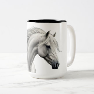 Horse Beautiful White Two-Tone Coffee Mug