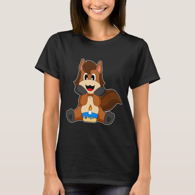 Horse Birthday Cake Candle T-Shirt (Front)