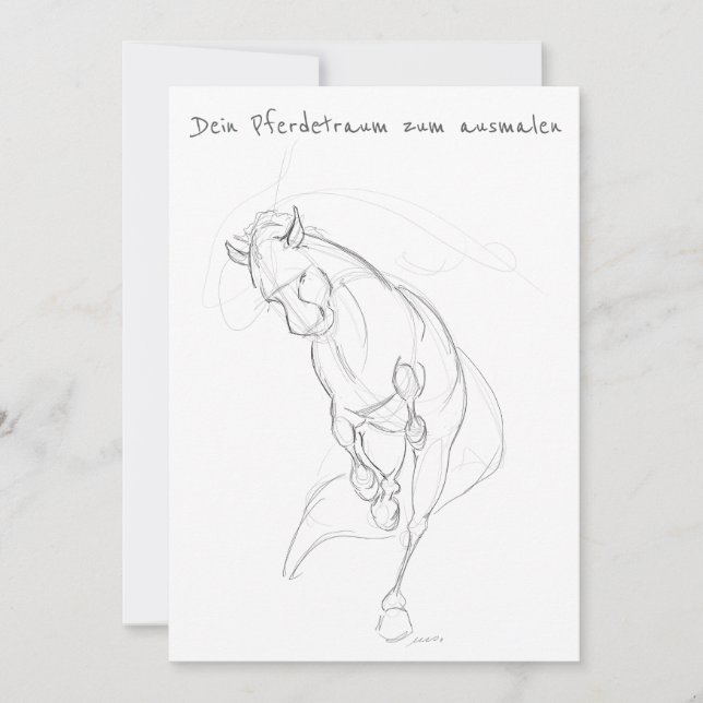 Horse Birthday Card to Color (Front)