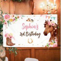 Horse Birthday Girl Cowgirl Pink Floral Party