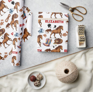 Horse Birthday Girl Cowgirl Wrapping Paper