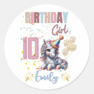 Horse Birthday Girl Equestrian Party Design Classic Round Sticker