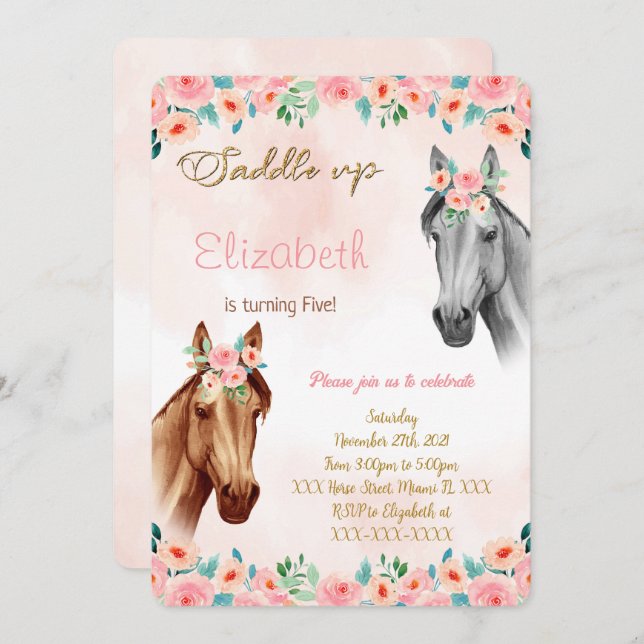 Horse Birthday Invitation (Front/Back)