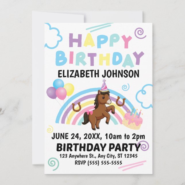 Horse Birthday Invitation (Front)