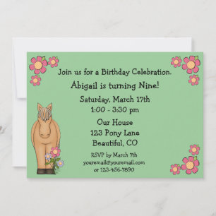 Horse Birthday Invitation for Girls