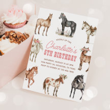 Horse Birthday Invitation Pink Floral Pony Invite