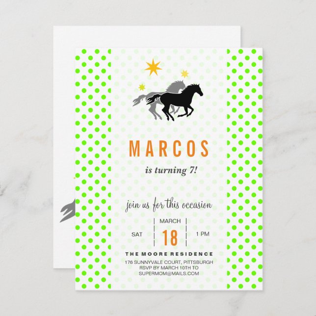 Horse Birthday Invitations (Front/Back)