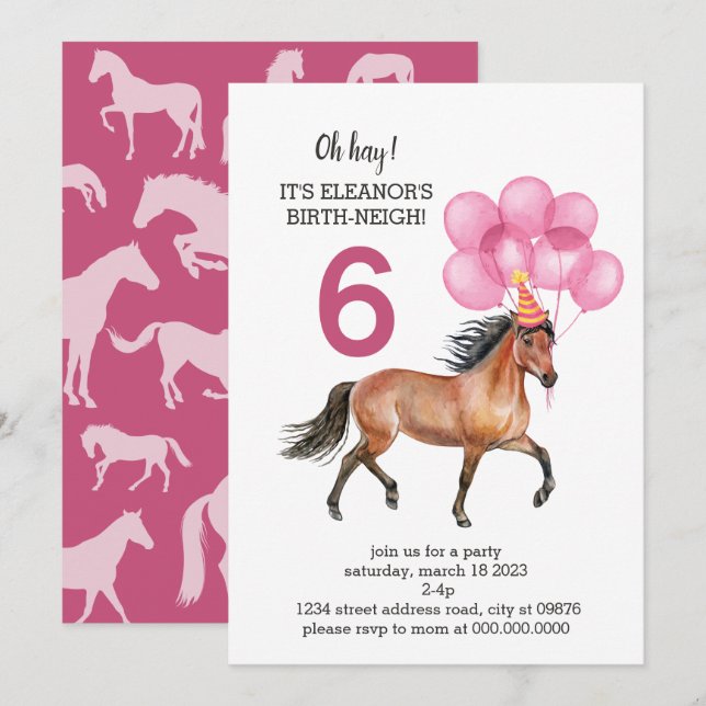 Horse Birthday // Oh Hay It's Your Birth-neigh  Invitation (Front/Back)