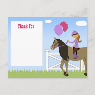 Horse Birthday Party Thank You Card