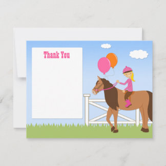 Horse Birthday Party Thank You Card