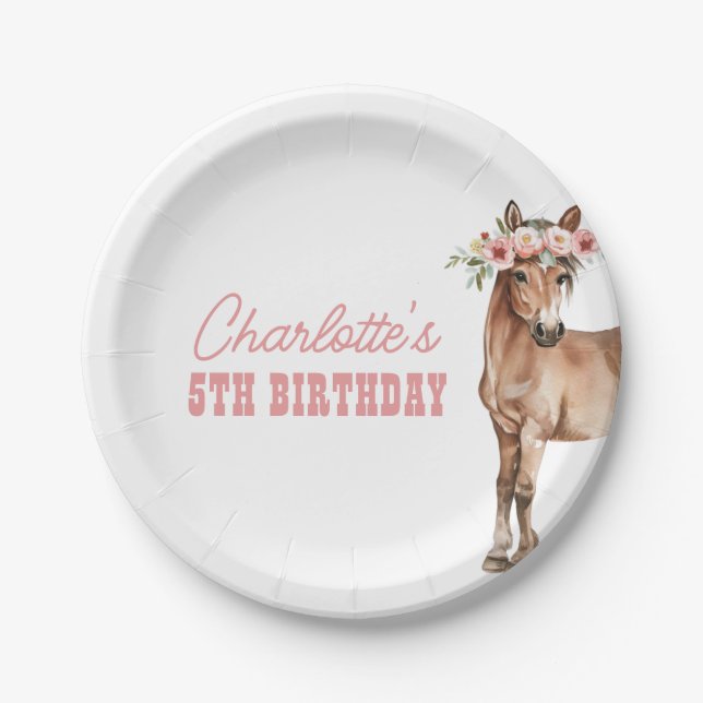 Horse Birthday Pony Party Paper Plate (Front)