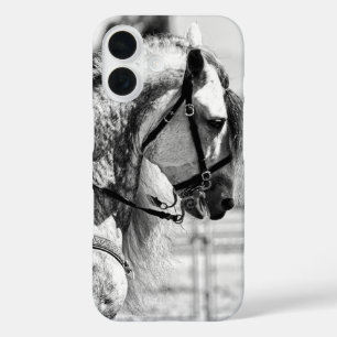 Horse black and white art photograph iPhone 16 case