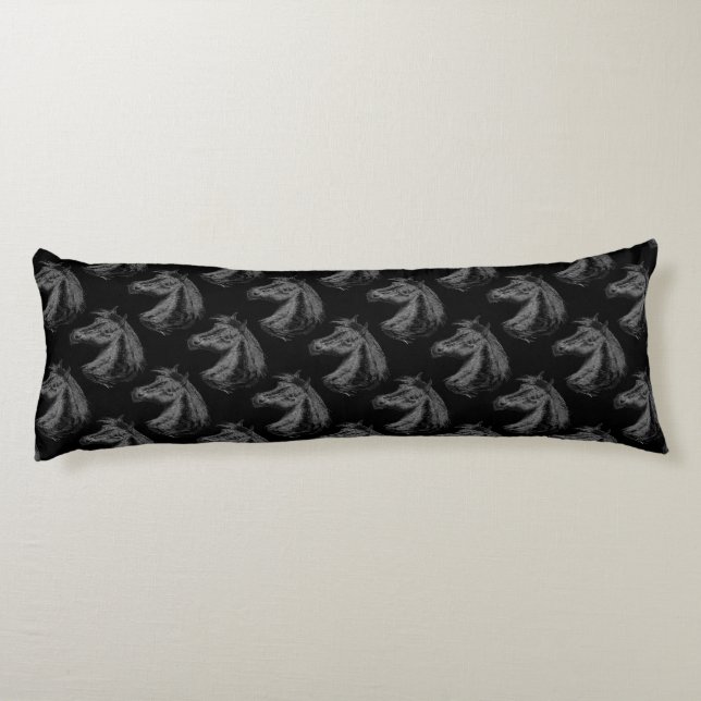 Horse:  Black Body Pillow (Back)