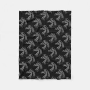 Horse: Black Fleece Blanket