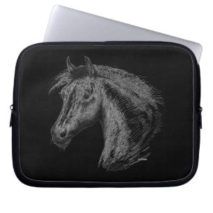 Horse:  Black Laptop Sleeve