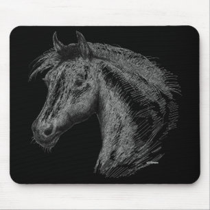 Horse:  Black Mouse Pad