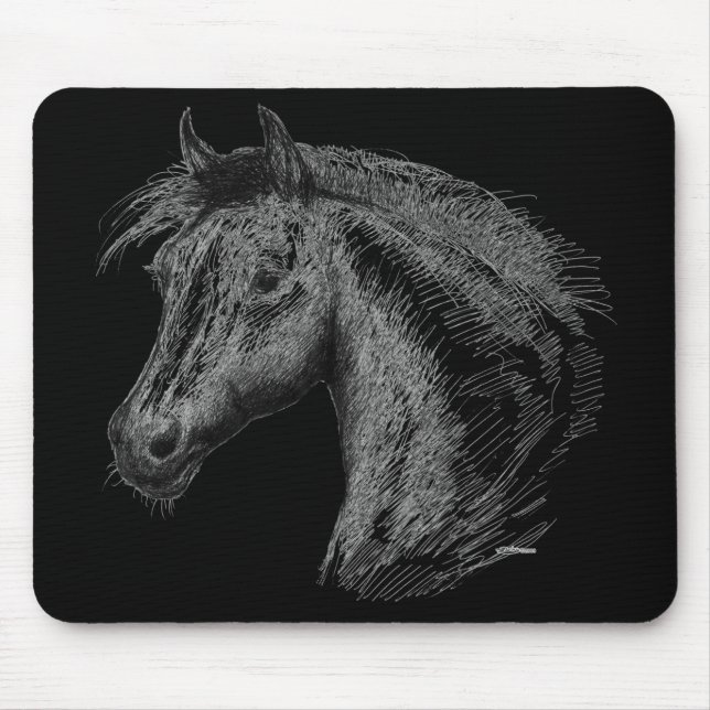 Horse:  Black Mouse Pad (Front)