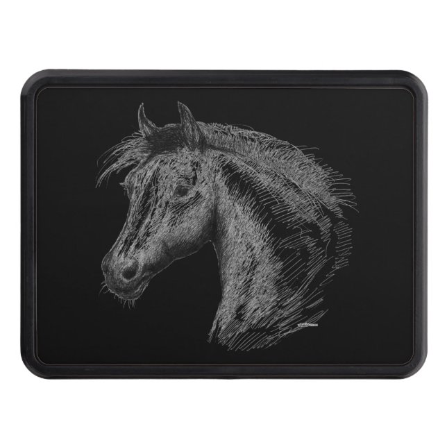 Horse:  Black Trailer Hitch Cover (Front)