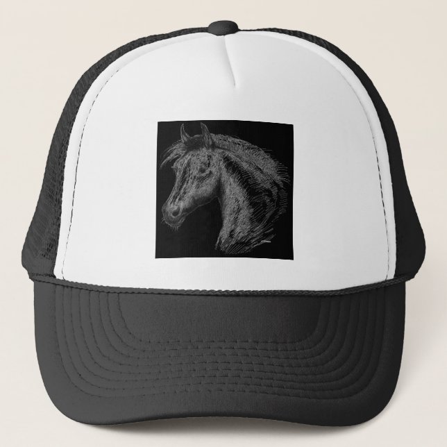 Horse:  Black Trucker Hat (Front)