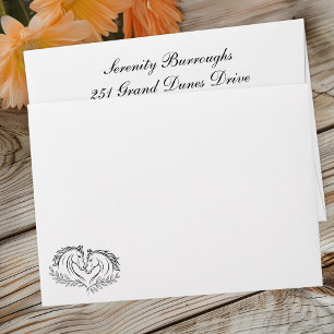 Horse Black White Rustic Country Western Wedding Envelope