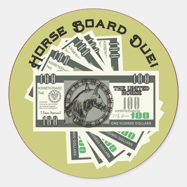 horse board due horse $ classic round sticker (Front)