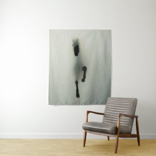 Horse Breaking Through Fog - Abstract Art Tapestry