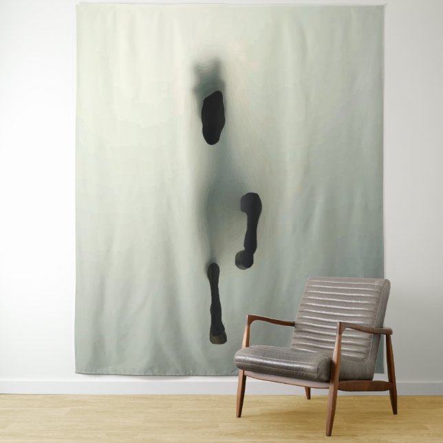 Horse Breaking Through Fog Tapestry (In Situ)