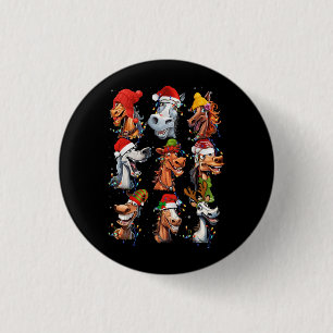 Horse Breeds Lover Merry Christmas Xmas Horseback 1 Inch Round Button