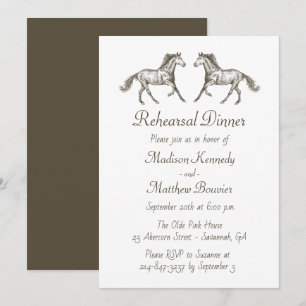 Horse Brown Country Western Rehearsal Dinner Invitation