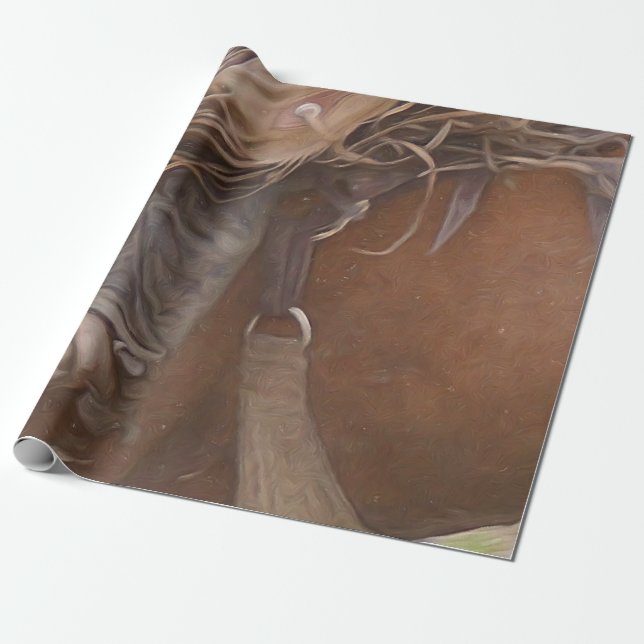 Horse Brown Western Rodeo Cowboy Wrapping Paper (Unrolled)