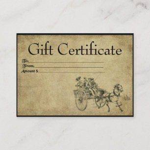 Horse & Buggy Ride- Prim Gift Certificate Cards