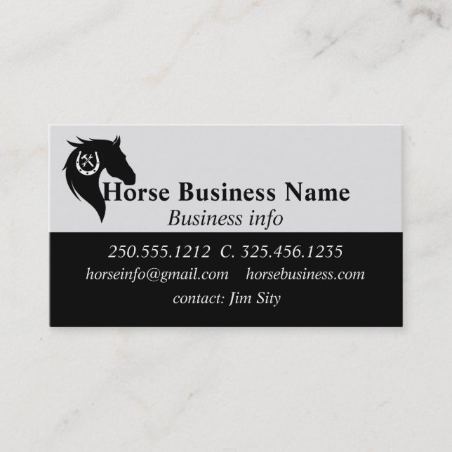 Horse Business Boarding Stables Riding Lessons  Bu Business Card (Front)