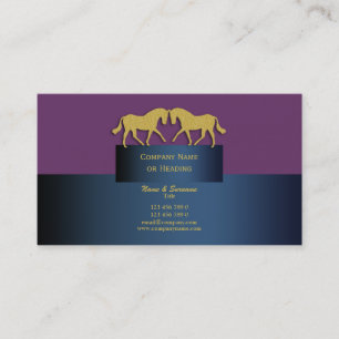 Horse business marketing blue gold purple card