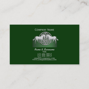 Horse business marketing green white celtic card
