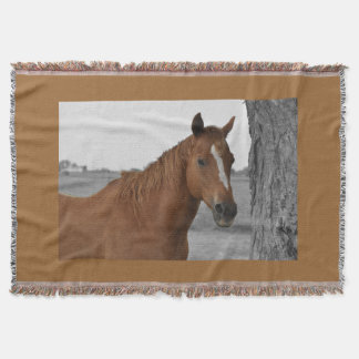 Horse By Tree Throw Blanket