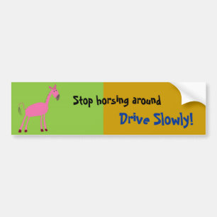 Horse Car Bumper Sticker "drive slowly"