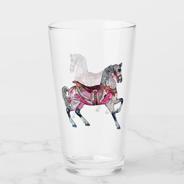 Horse carousel Glass Cup (Front)