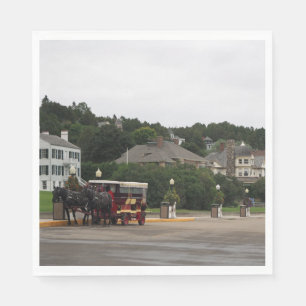 Horse Carriage Mackinac Island Street Napkin