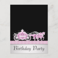 Horse Carriage Pink Black Princess Birthday Party