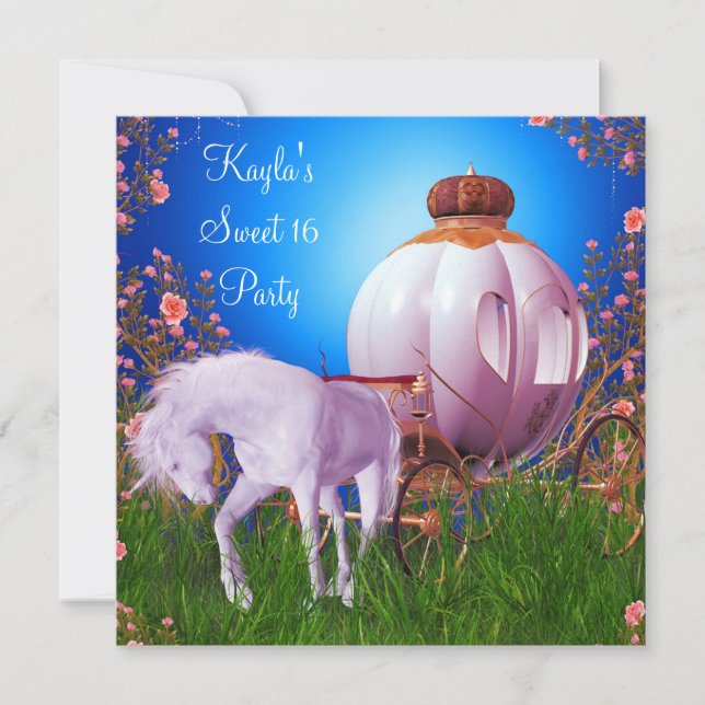 Horse Carriage Princess Birthday Party Invitation (Front)