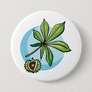Horse Chestnut Leaf and Conker 3 Inch Round Button