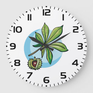 Horse Chestnut Leaf and Conker Large Clock